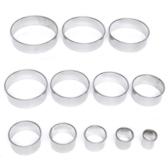 12Pcs DIY Round Stainless Steel Mousse Circle Ring Molds Cake Cookie Pastry Baking Cutter Mould Set 12Pcs DIY Round Stainless Steel Mousse Circle Ring Molds Cake Cookie Pastry Baking Cutter Mould Set