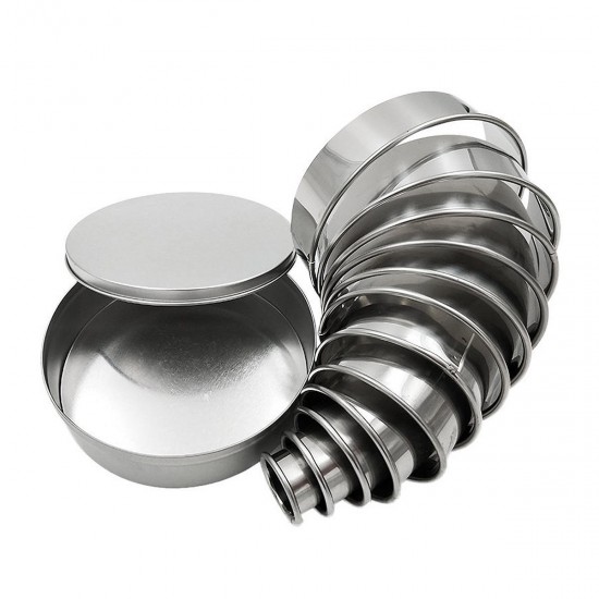 12Pcs DIY Round Stainless Steel Mousse Circle Ring Molds Cake Cookie Pastry Baking Cutter Mould Set