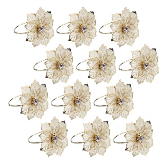 12Pcs Floral Alloy Rings Napkin Holder Dinner Wedding Towel Ring Party Table Decor Supplies 12Pcs Floral Alloy Rings Napkin Holder Dinner Wedding Towel Ring Party Table Decor Supplies