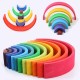 12Pcs Rainbow Semicircle Bridge Wooden Toy Children Stacker Educational Puzzle Toys
