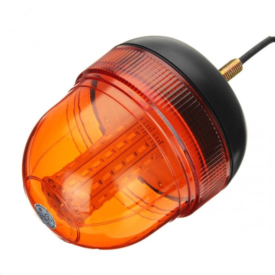 12V 24V Single Bolt Point Mount 60 LED Flashing Amber Orange Warning Signal Light Tractor Beacon IP65