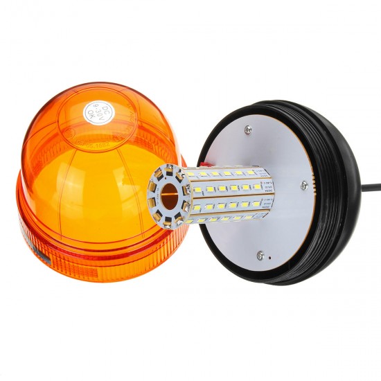 12V 24V Single Bolt Point Mount 60 LED Flashing Amber Orange Warning Signal Light Tractor Beacon IP65