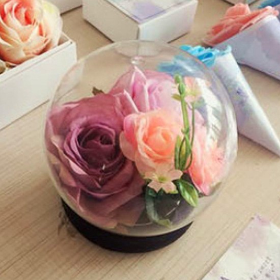 12cm Glass Dome Ball Cloche Globe Bell Jar Tealight Flower Cover Stand Display Room Decorations