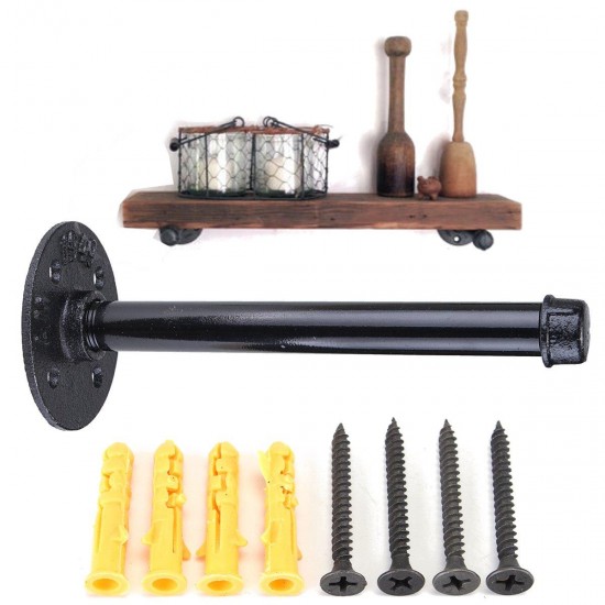 1/2'' Iron Industrial Pipe Shelf Flange Bracket 210mm Shelf Support With Screws 1/2'' Iron Industrial Pipe Shelf Flange Bracket 210mm Shelf Support With Screws