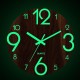 12'' Luminous Wall Clock Quartz Wooden Silent Non Ticking Dark Home Room Decor