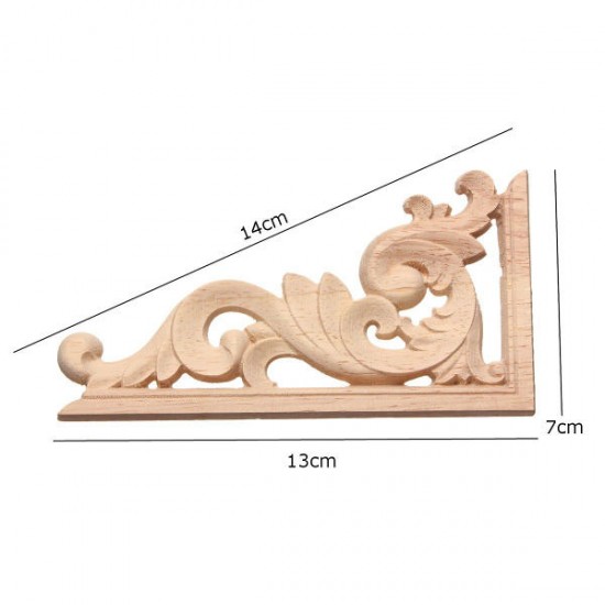 13*7CM Wood Carving Decal Corner Applique Frame for Wall Wardrobe Door Decoration