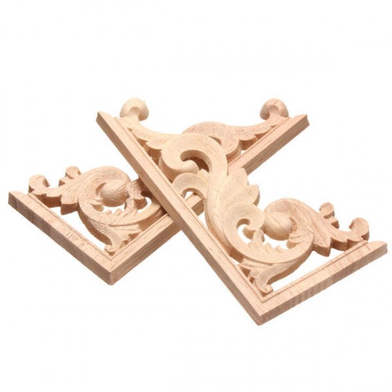 13*7CM Wood Carving Decal Corner Applique Frame for Wall Wardrobe Door Decoration