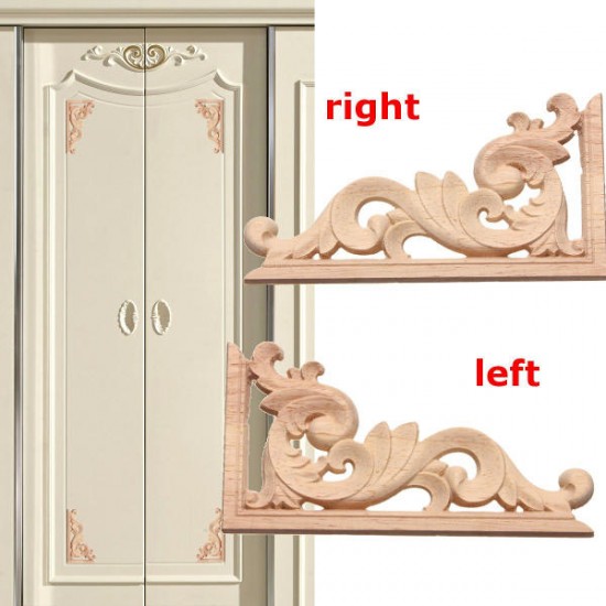 13*7CM Wood Carving Decal Corner Applique Frame for Wall Wardrobe Door Decoration