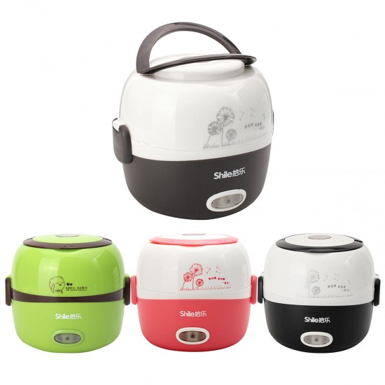 1.3L Electric Portable Lunch Box Rice Cooker Steamer 2 Layer Stainless Steel Container Food 1.3L Electric Portable Lunch Box Rice Cooker Steamer 2 Layer Stainless Steel Container Food