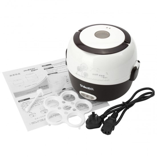 1.3L Electric Portable Lunch Box Rice Cooker Steamer 2 Layer Stainless Steel Container Food 1.3L Electric Portable Lunch Box Rice Cooker Steamer 2 Layer Stainless Steel Container Food