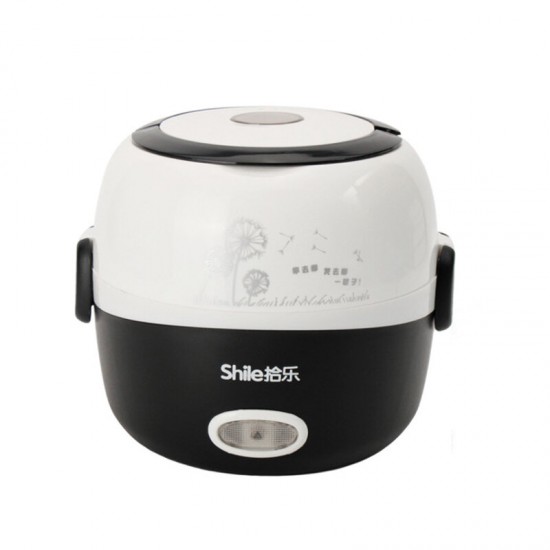 1.3L Electric Portable Lunch Box Rice Cooker Steamer 2 Layer Stainless Steel Container Food