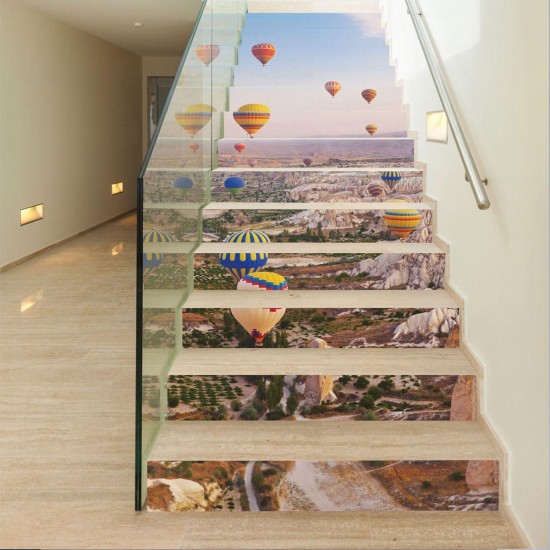 13Pcs 3D Hot Air Balloon Entrance Staircase Stair Wall Sticker Photo Self-adhensive Floor Wallpaper Sticker 13Pcs 3D Hot Air Balloon Entrance Staircase Stair Wall Sticker Photo Self-adhensive Floor Wallpaper Sticker
