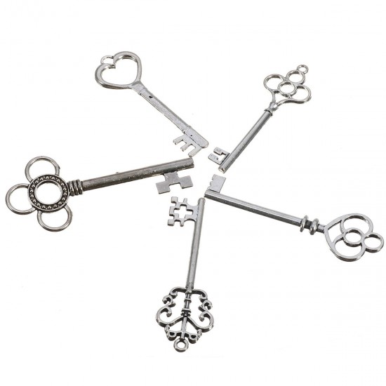 13pcs Sliver Antique Vtg old look Ornate Skeleton Keys Lot Pendant Fancy Heart DIY Jewelry