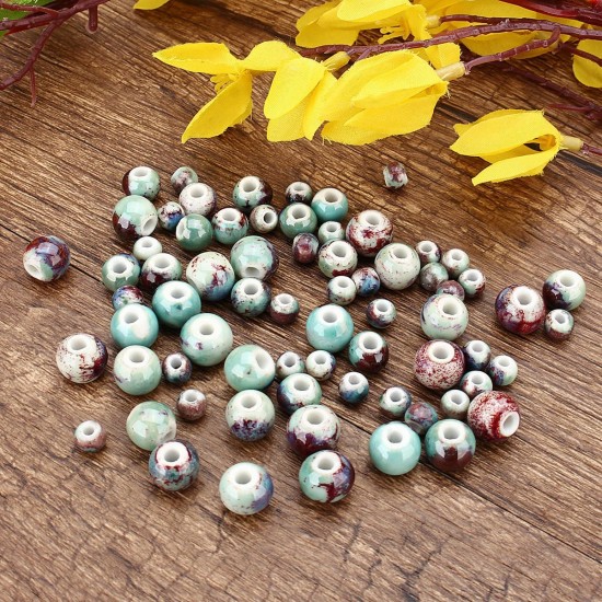 150Pcs/set 6/8/10mm Bead Ceramic DIY Porcelain String Spacer Loose Round Jewelry Craft Decorations