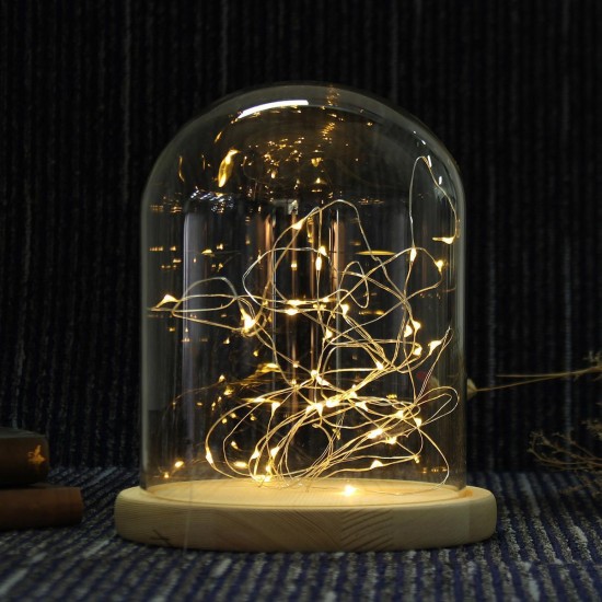 15*18.5cm Glass Dome Display Jar Clothe Decor Wooden Base w/ Fairy LED Light 15*18.5cm Glass Dome Display Jar Clothe Decor Wooden Base w/ Fairy LED Light