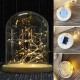 15*18.5cm Glass Dome Display Jar Clothe Decor Wooden Base w/ Fairy LED Light