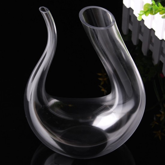 1.5L Wine Champange Glass Decanter U-shaped Bottle Jug Pourer Aerator Lead Free Crystal Glass