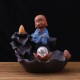 17cm Monk Backflow Incense Burner Censer Home Aromatherapy Ceramic Incense Cones Holder With 15pcs Cones 17cm Monk Backflow Incense Burner Censer Home Aromatherapy Ceramic Incense Cones Holder With 15pcs Cones