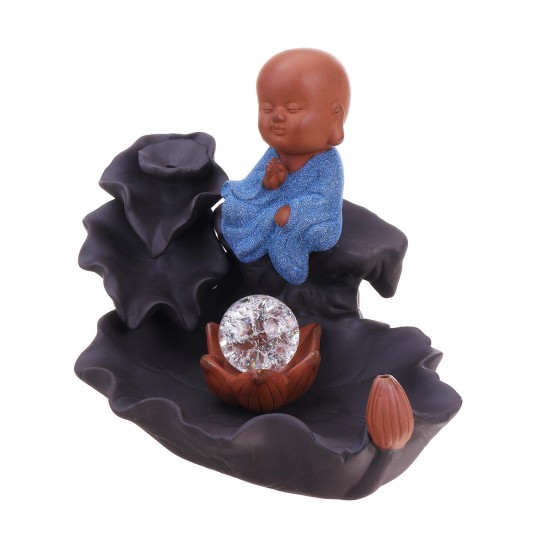 17cm Monk Backflow Incense Burner Censer Home Aromatherapy Ceramic Incense Cones Holder With 15pcs Cones 17cm Monk Backflow Incense Burner Censer Home Aromatherapy Ceramic Incense Cones Holder With 15pcs Cones