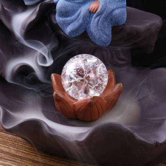 17cm Monk Backflow Incense Burner Censer Home Aromatherapy Ceramic Incense Cones Holder With 15pcs Cones 17cm Monk Backflow Incense Burner Censer Home Aromatherapy Ceramic Incense Cones Holder With 15pcs Cones