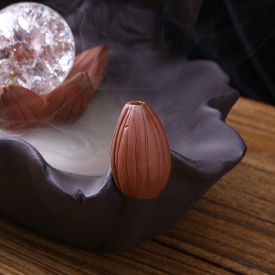 17cm Monk Backflow Incense Burner Censer Home Aromatherapy Ceramic Incense Cones Holder With 15pcs Cones