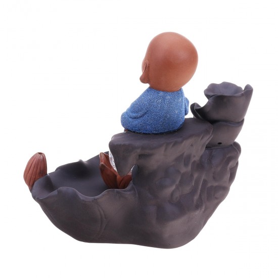 17cm Monk Backflow Incense Burner Censer Home Aromatherapy Ceramic Incense Cones Holder With 15pcs Cones 17cm Monk Backflow Incense Burner Censer Home Aromatherapy Ceramic Incense Cones Holder With 15pcs Cones