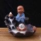 17cm Monk Backflow Incense Burner Censer Home Aromatherapy Ceramic Incense Cones Holder With 15pcs Cones