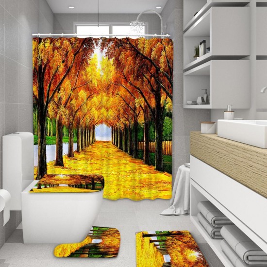 180X180CM Forest Waterproof Shower Curtain Bathroom Toilet Lid Seat Cover Bath Mat Pad Set 180X180CM Forest Waterproof Shower Curtain Bathroom Toilet Lid Seat Cover Bath Mat Pad Set