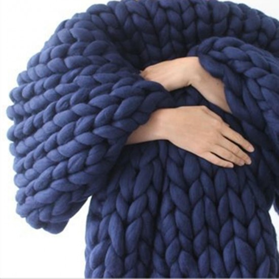 180x120cm Warm Hand Chunky Knitted Blankets Thick Yarn Wool Sofa Bed