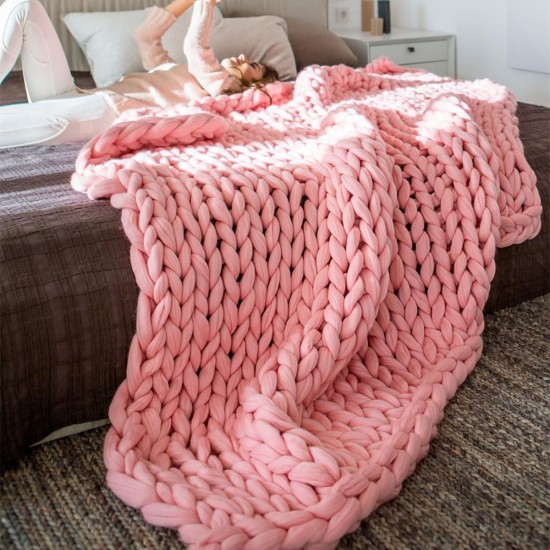 180x120cm Warm Hand Chunky Knitted Blankets Thick Yarn Wool Sofa Bed 180x120cm Warm Hand Chunky Knitted Blankets Thick Yarn Wool Sofa Bed