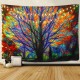 180x180cm Colorful Tree Leaves Waterproof Bathroom Shower Curtain w/ 12 Hooks