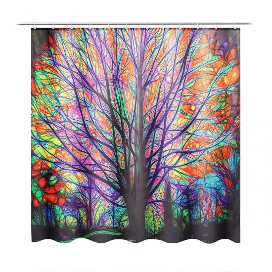 180x180cm Colorful Tree Leaves Waterproof Bathroom Shower Curtain w/ 12 Hooks 180x180cm Colorful Tree Leaves Waterproof Bathroom Shower Curtain w/ 12 Hooks