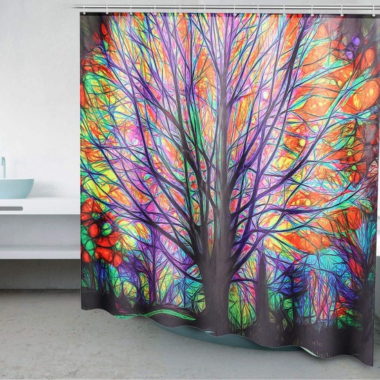 180x180cm Colorful Tree Leaves Waterproof Bathroom Shower Curtain w/ 12 Hooks 180x180cm Colorful Tree Leaves Waterproof Bathroom Shower Curtain w/ 12 Hooks
