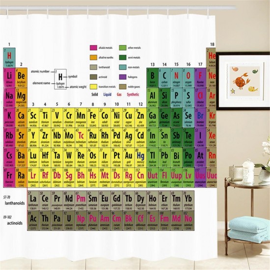 180x180cm Periodic Table Of Elements Polyester Shower Curtains Panel Bathroom Sheer Decorations