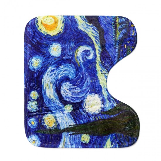 180x180cm The Starry Night Pattern Bathroom Waterroof Shower Curtains Toliet Mat 12 Hooks