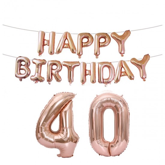 18/21/30/40/50/60th Rose Gold Happy Birthday Foil Balloon Banner Kit Party Decorations