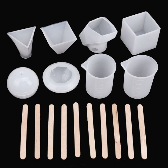 18pcs Jewelry Mould Handmade Crystal Glue Mould Set Resin Silicone DIY Mold Kit