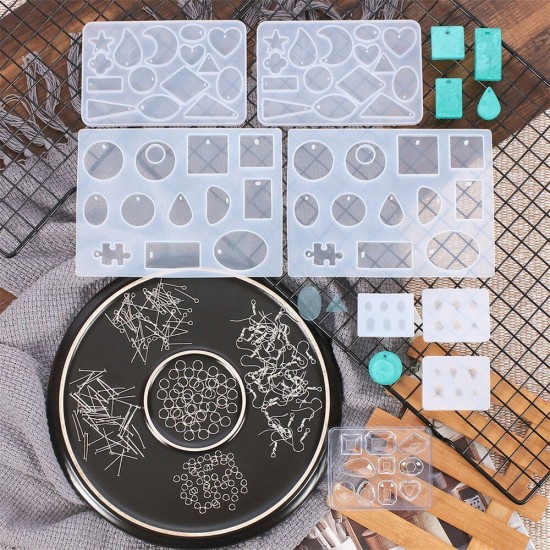 198pcs Silicone Jewelry Casting Mould DIY Earring Pendant Tools Eardrop Necklace Bracelet Jewelry Making Molds