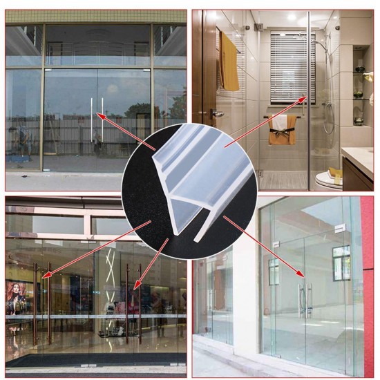 1M h-Shape Bath Shower Screen Door Window Water Sealing Strip Straight 6/8/10/12mm