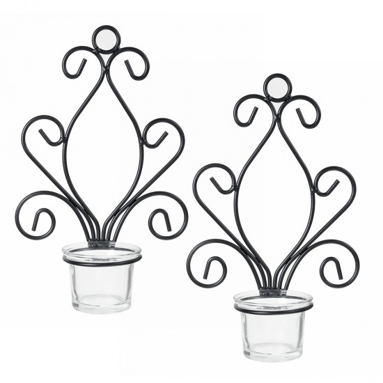 2 Pack Metal Iron Candlestick Wall Hanging Candle Holder Home Decor Ornaments