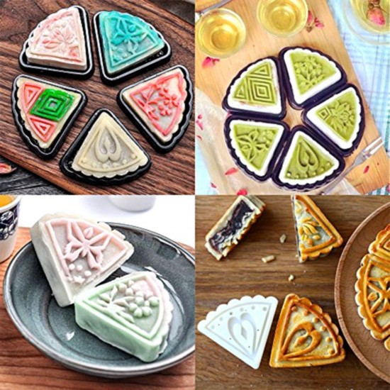 2 Sets Mooncake Pastry Press Mold DIY Hand Flower Pattern Mould 50g w/11 Stamps Round Triangle 2 Sets Mooncake Pastry Press Mold DIY Hand Flower Pattern Mould 50g w/11 Stamps Round Triangle