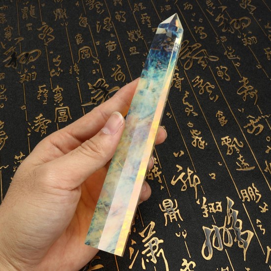 200mm Natural Asian Rare Citrine Quartz Crystal Hexagonal Wand Point Healing Decorations Gift