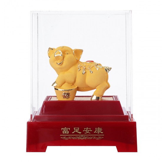 2019 Chinese Zodiac Gold Pig Money Wealth Statue Office Home Decorations Ornament Gift
