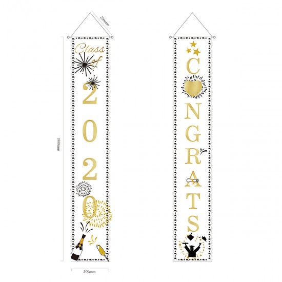 2020 Graduation Porch Sign Graduats Hanging Banner Cloth Plaques Signs 30x180CM Decorations