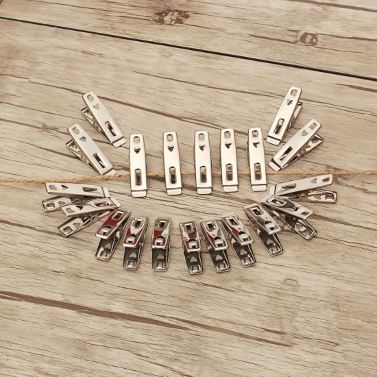 20Pcs Stainless Steel Clothes Pegs Hanging Pins Laundry Household Clamps Clamping Tools 20Pcs Stainless Steel Clothes Pegs Hanging Pins Laundry Household Clamps Clamping Tools
