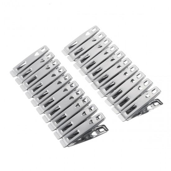 20Pcs Stainless Steel Clothes Pegs Hanging Pins Laundry Household Clamps Clamping Tools