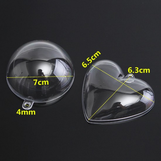 20Set Plastic Ball Molds 65mm Heart Shape 70mm Ball Shape for Craft DIY Bath Decoration