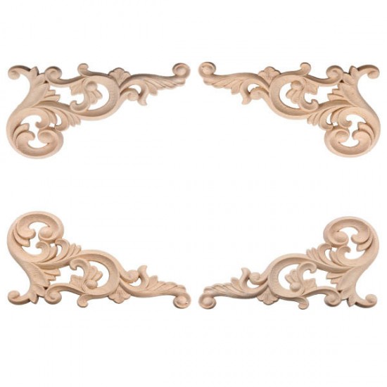 20x10CM Wood Carved Corner Onlay Unpainted Frame Decoration 20x10CM Wood Carved Corner Onlay Unpainted Frame Decoration