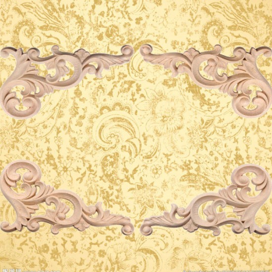 20x10CM Wood Carved Corner Onlay Unpainted Frame Decoration 20x10CM Wood Carved Corner Onlay Unpainted Frame Decoration