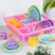 21PCS Kids Pretend Play Dishes Kitchen Playset Wash & Dry Tableware Rack Toys